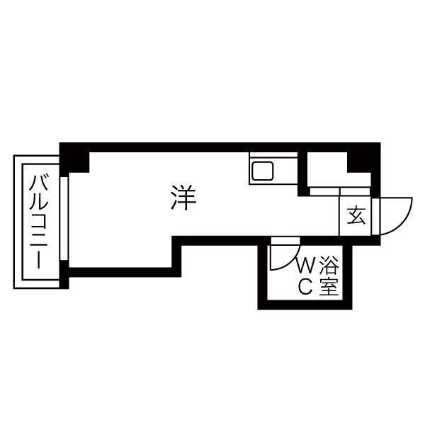 ヴィラカレッジウエスト(ワンルーム/2階)の間取り写真