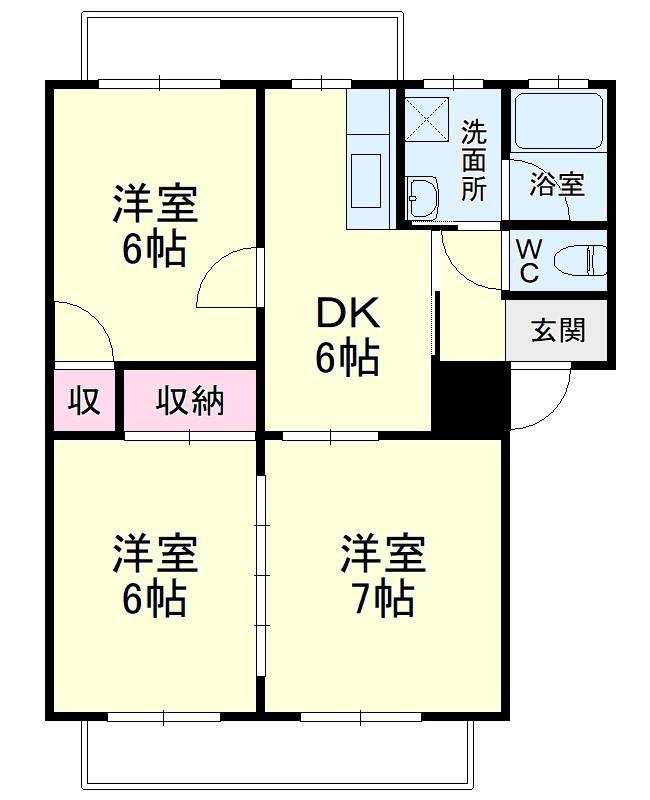 シンフォニーA(3DK/2階)の間取り写真