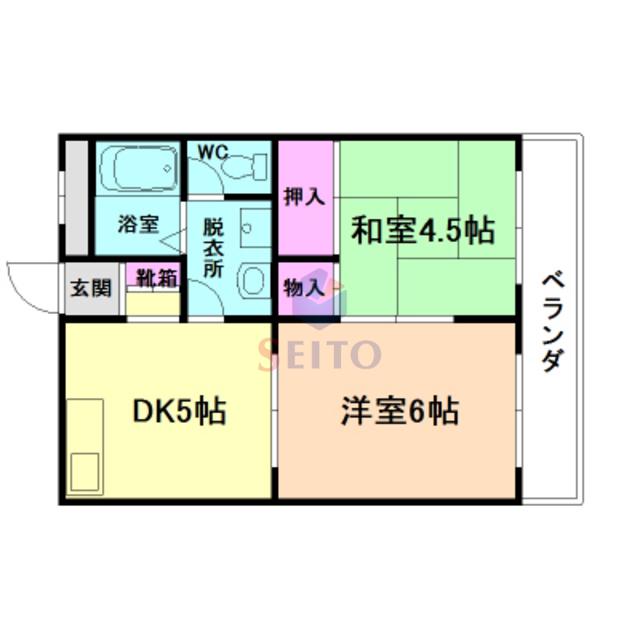 スリーエヌ豊中(2DK/1階)の間取り写真