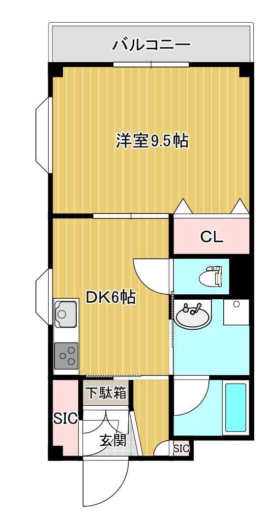 マンション京春(1DK/3階)の間取り写真