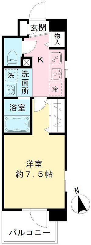 バニヤンレア府中(1K/4階)の間取り写真