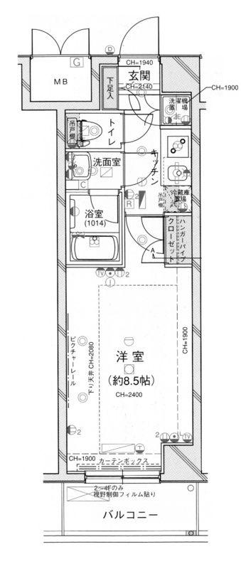 パレステュディオ三田(1K/9階)の間取り写真