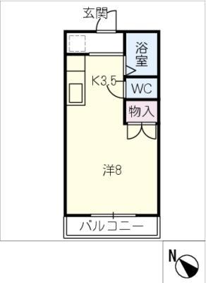 西村ハイツ(1K/2階)の間取り写真