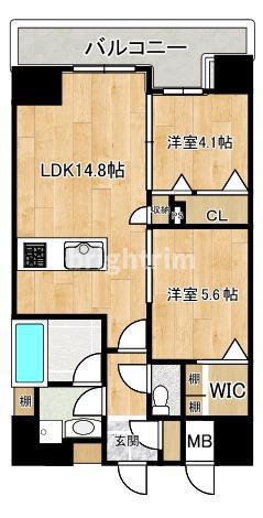 インシグニア渡辺通(2LDK/10階)の間取り写真