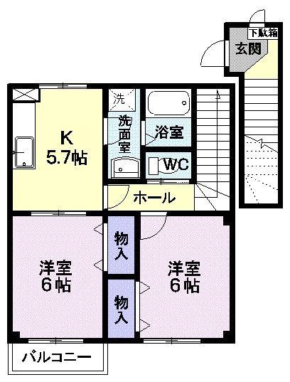 コモド・ココメロ(2K/2階)の間取り写真