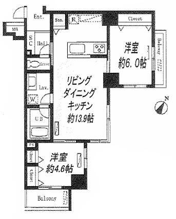 ドゥーエ向島(2LDK/5階)の間取り写真