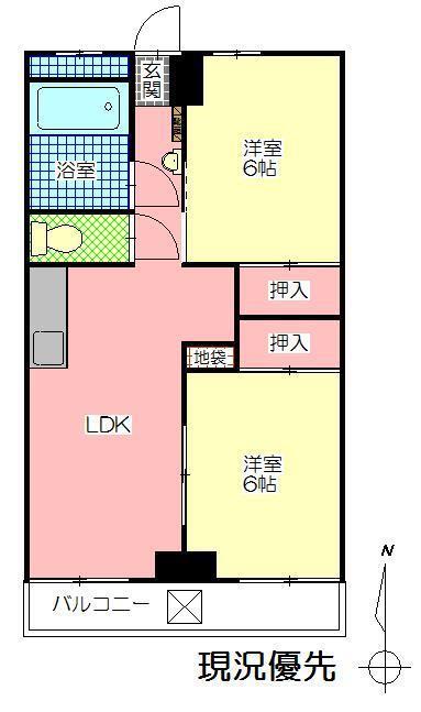 瑞木ビル(2LDK/3階)の間取り写真