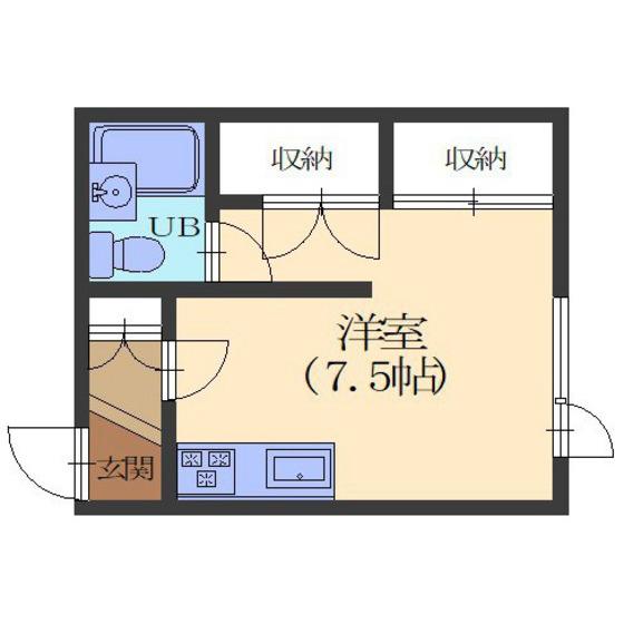 フェローハウスII(ワンルーム/1階)の間取り写真