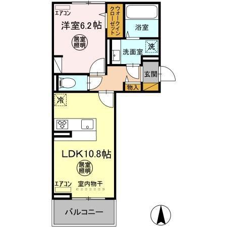 ラヴィクレエ袖ヶ浦 II(1LDK/2階)の間取り写真