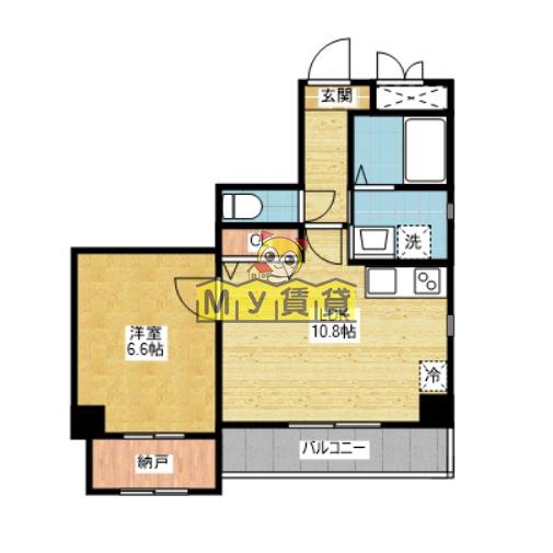 ディアコート千早(1LDK/7階)の間取り写真