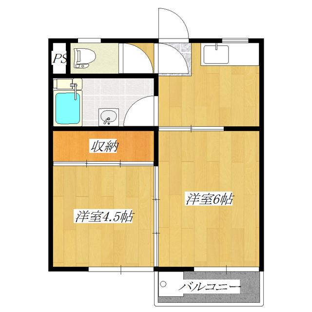 橋本ビル(2K/4階)の間取り写真