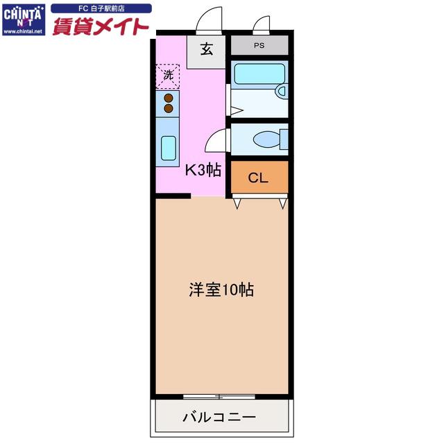 シーパーク鈴鹿(1K/3階)の間取り写真