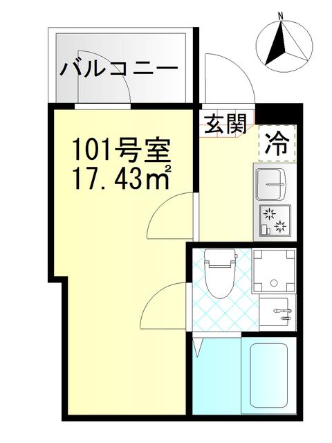 M-SQUARE(1K/1階)の間取り写真