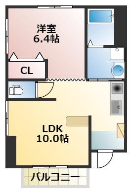 グレイスコート六番館(1LDK/2階)の間取り写真