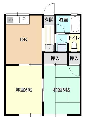 サンピア中川A(2DK/1階)の間取り写真