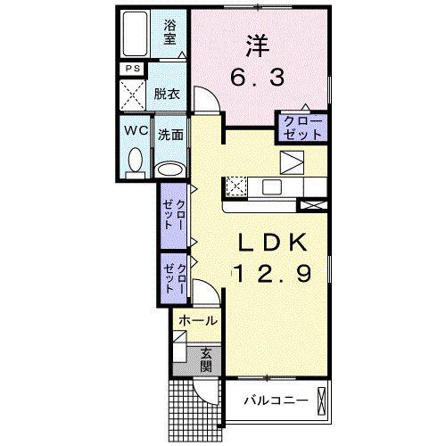 コールカーサ(1LDK/1階)の間取り写真
