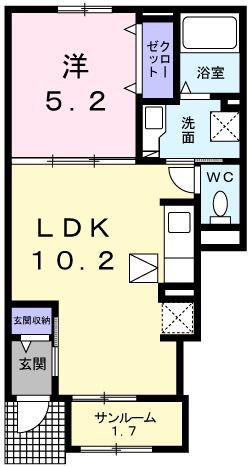 サンマリノII(1LDK/1階)の間取り写真