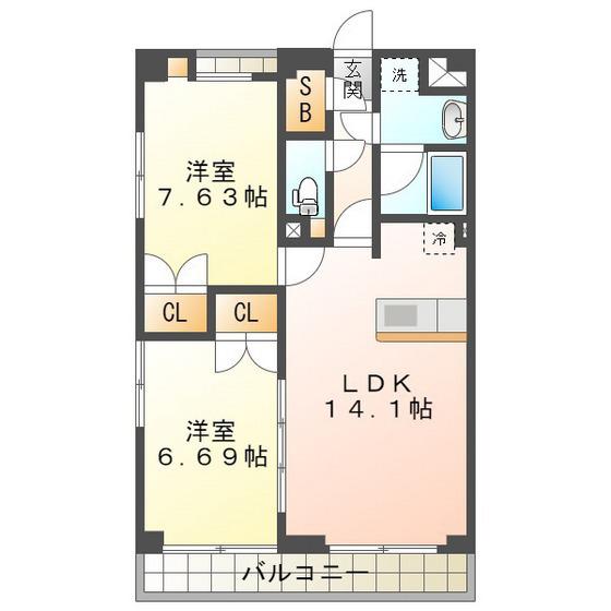 S-FORT四日市西新地(2LDK/13階)の間取り写真