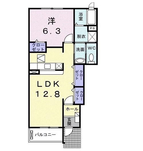 グレースコートA(1LDK/1階)の間取り写真