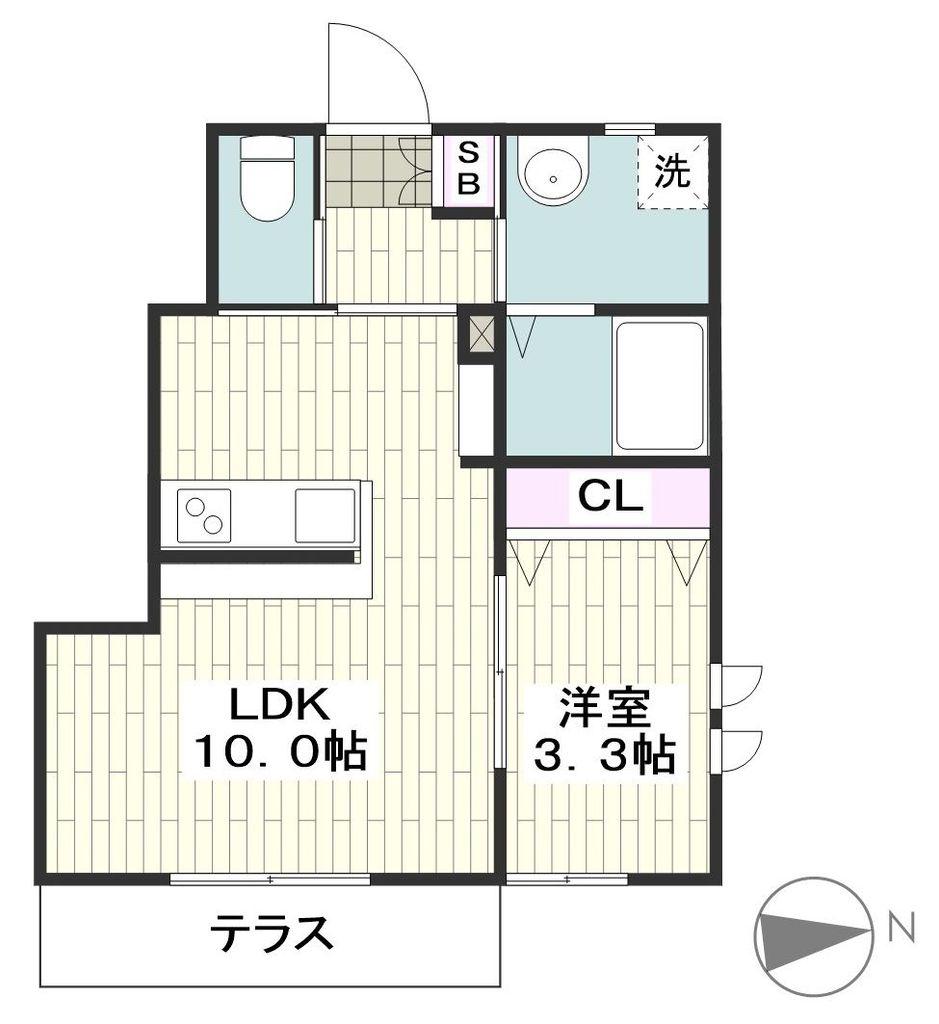 ブルーコートヴィラ(1LDK/1階)の間取り写真