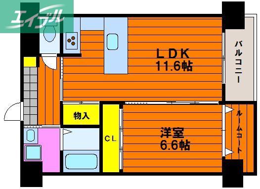SIDE-I(1LDK/2階)の間取り写真