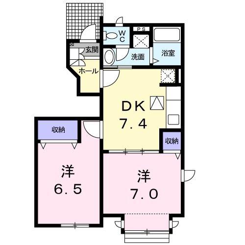 グリーンパーク野田(2DK/1階)の間取り写真