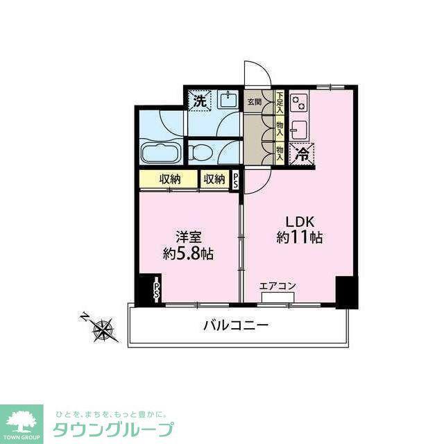 ベェルヴェル稲城(1LDK/4階)の間取り写真