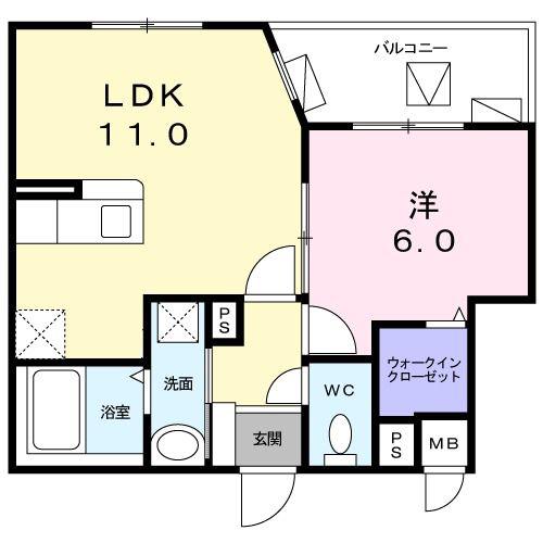 ル・クラージュ(1LDK/2階)の間取り写真
