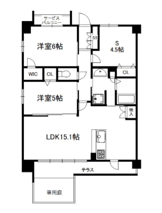 プレサンスロジェ京都西大路(3LDK/1階)の間取り写真