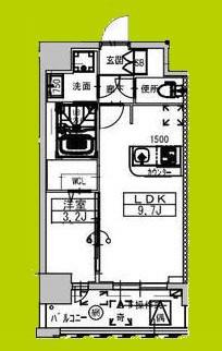 ALIVISドーム前(1LDK/10階)の間取り写真