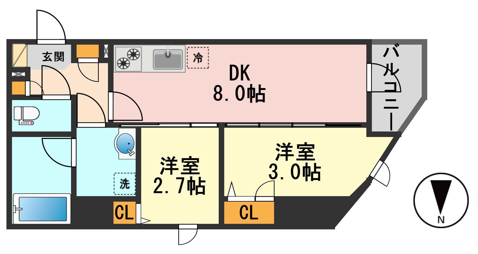 GRAN PASEO 小岩(2DK/2階)の間取り写真