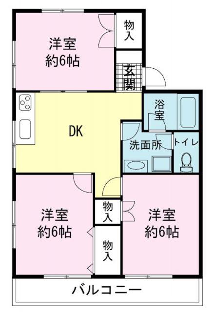 ソワサントしんせん(3DK/2階)の間取り写真