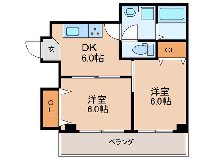 弥生マンション(2DK/1階)の間取り写真