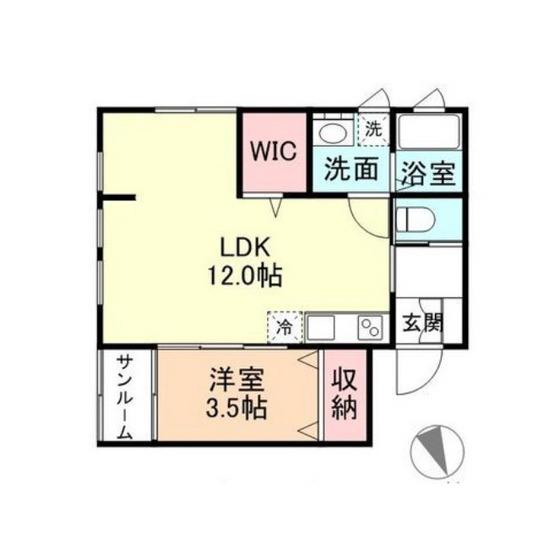 ALBA GRANDE(1LDK/2階)の間取り写真