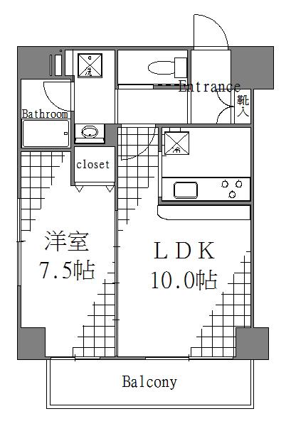 260806 リオヴェルジュ(1LDK/3階)の間取り写真