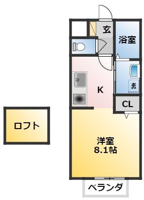 カルティエサンセール(1K/2階)の間取り写真