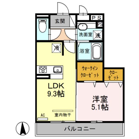 メゾン・レーヴ(1LDK/2階)の間取り写真