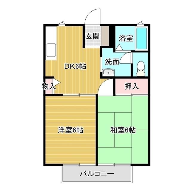 やおきAN(2DK/1階)の間取り写真