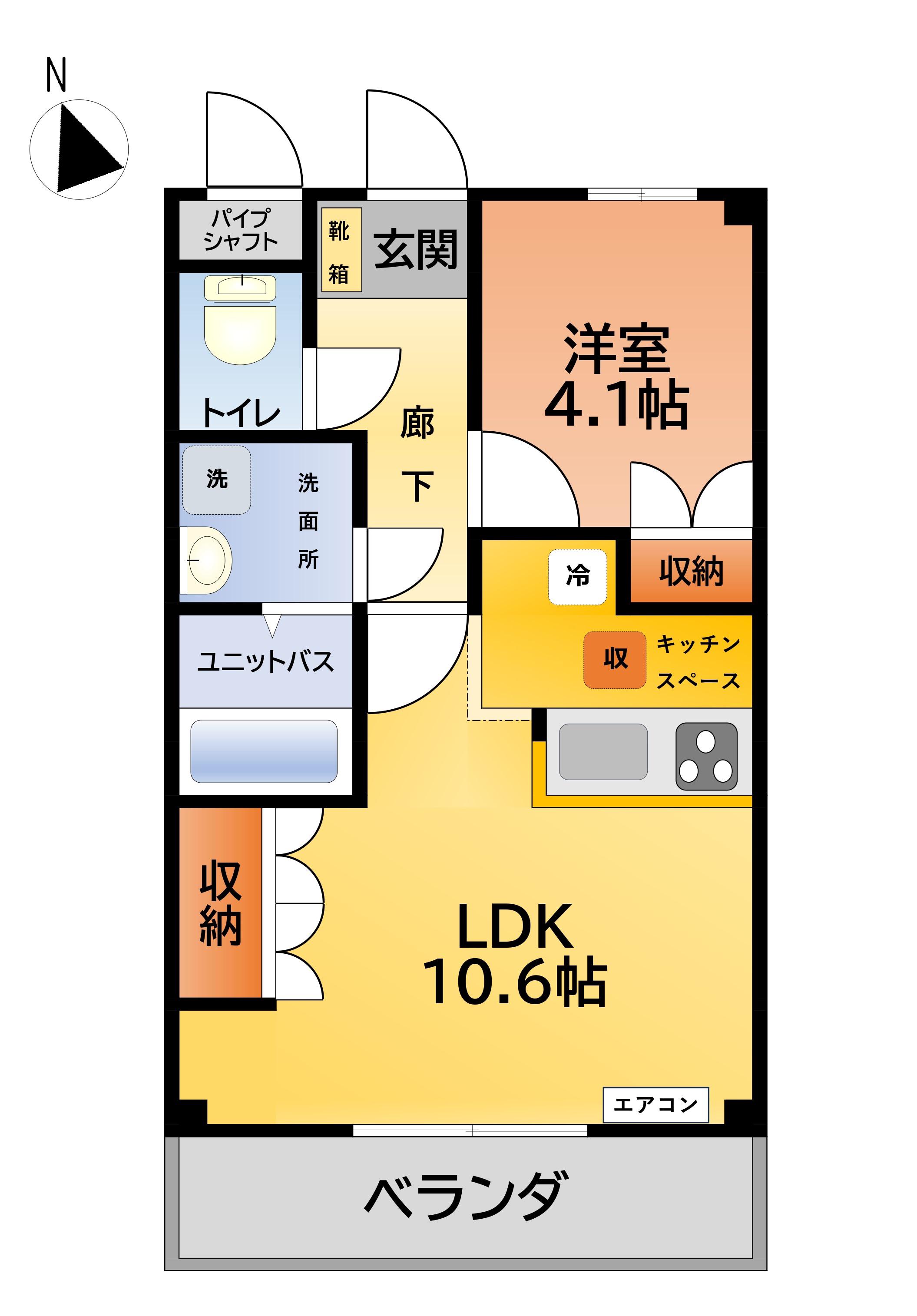 ウインド シティーI(1LDK/1階)の間取り写真