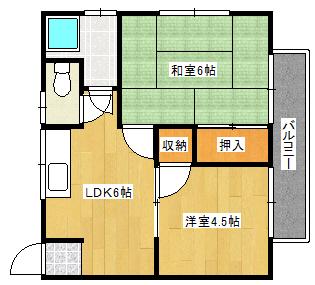 ヤリス大町(2DK/2階)の間取り写真