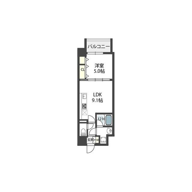 グランパシフィック今里LUXE(1LDK/4階)の間取り写真