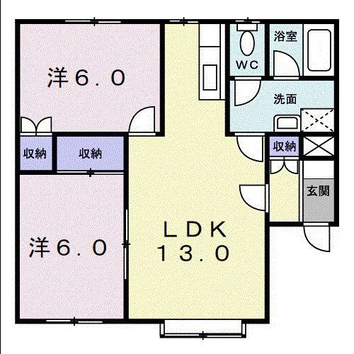 クレストール坂田(2LDK/1階)の間取り写真