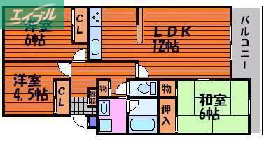 サンハイツ21 B棟(3LDK/2階)の間取り写真