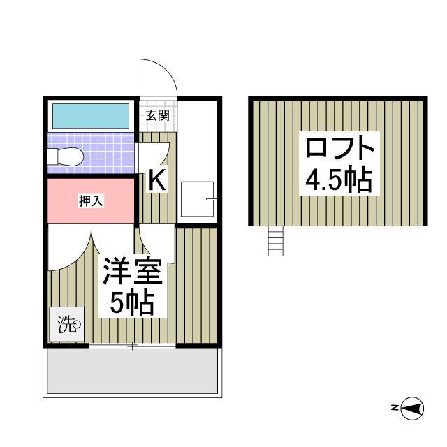 トレニア(1K/2階)の間取り写真