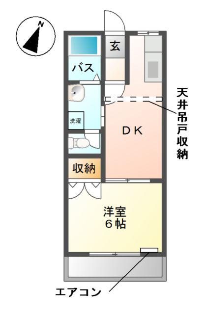コーポ幸(1DK/2階)の間取り写真