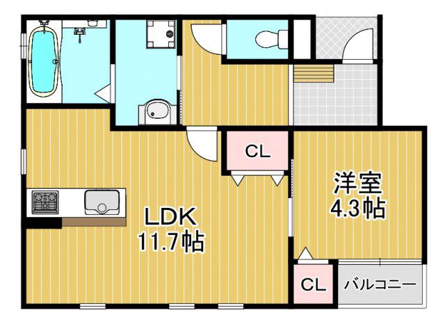 アライアンス常磐町(1LDK/1階)の間取り写真