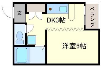  ドムール帝塚山(1K/1階)の間取り写真