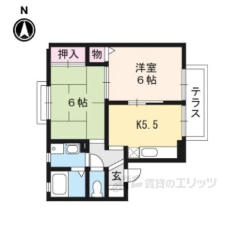セジュール音羽(1LDK/1階)の間取り写真