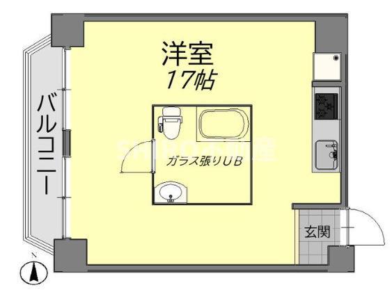 ガレット南森町(ワンルーム/6階)の間取り写真