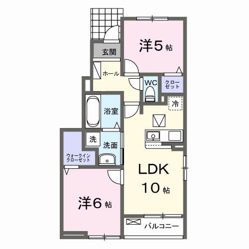 ニューライズOTSUNA B(2LDK/1階)の間取り写真